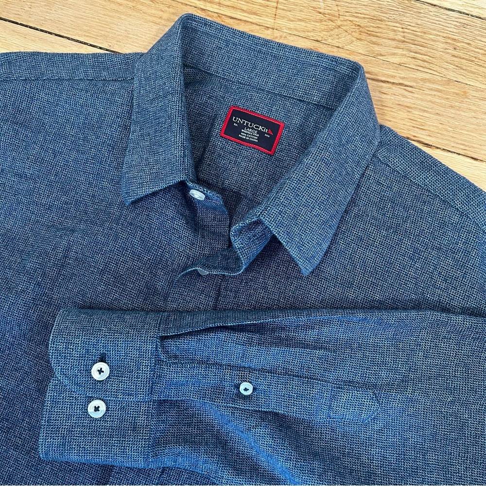 UNTUCKit Men's Wrinkle-Free Veneto Shirt blue large flannel